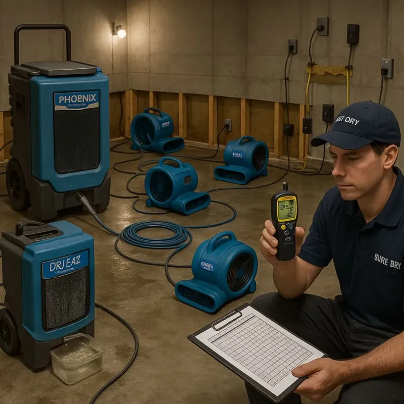 Structural Drying and Dehumidification process in South Suffolk, VA